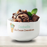 Cuenco De Sopa Acuarela Mint Chocolate Ice Cream Funny Name<br><div class="desc">Este bol de helados de chocolate con patatas acuáticas personalizadas, pintado a mano, es perfecto para los helados. Ideal para regalar a un amigo que ama los utensilios de cocina únicos o para deleitarse con una experiencia de postre especial, este tazón añade un toque de arte y personalización a cada...</div>