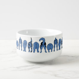 Cuenco De Sopa Blue Dog Butts Pattern