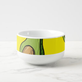 Cuenco De Sopa Cute Avocado Pattern Ceramic Bowl - Vibrant Yellow