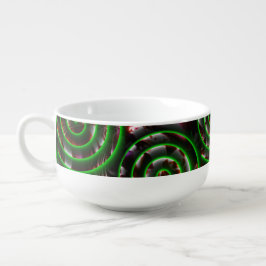 Cuenco De Sopa Dark green spirals transparent upon stained image