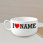 Cuenco De Sopa Nombre del corazón<br><div class="desc">Escriba el nombre o texto deseado en la sección de nombres.</div>