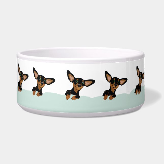 Cuenco del mascota de la silueta del dachshund del (Frente)