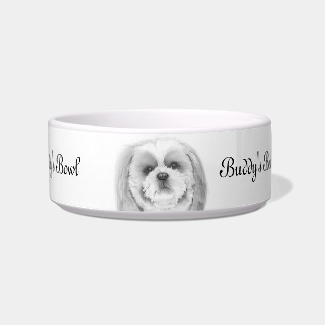 Cuenco del mascota de Shih Tzu (Frente)