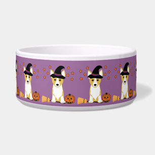 Cuenco del perro de Halloween de la bruja del