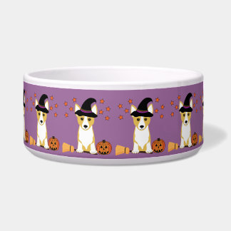 Cuenco del perro de Halloween de la bruja del