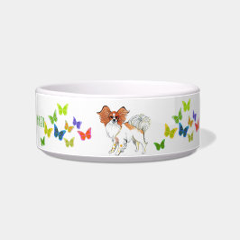 Cuenco del perro de Papillon de los ángeles de