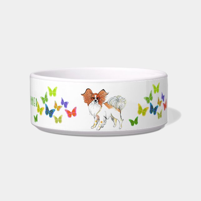 Cuenco del perro de Papillon de los ángeles de (Derecha)