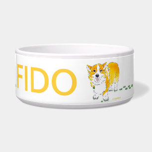 Cuenco del perro del Corgi del trébol de cuatro