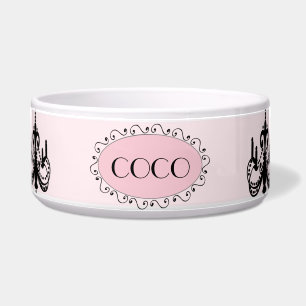Cuenco elegante negro rosado personalizado del