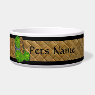 Cuenco hawaiano del perro de Tiki Lauhala con