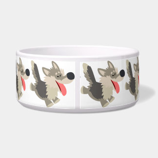 Cuenco juguetón lindo del perro del lobo del