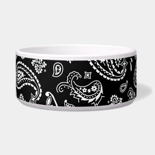 Cuenco negro del alimento para animales de Paisley