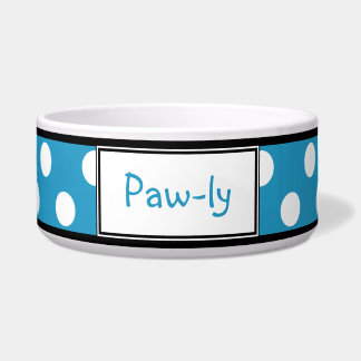 Cuenco personalizado azul del perro del lunar