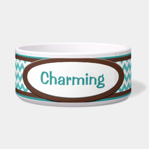 Cuenco personalizado Chevron del perro de Brown y