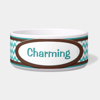 Cuenco personalizado Chevron del perro de Brown y