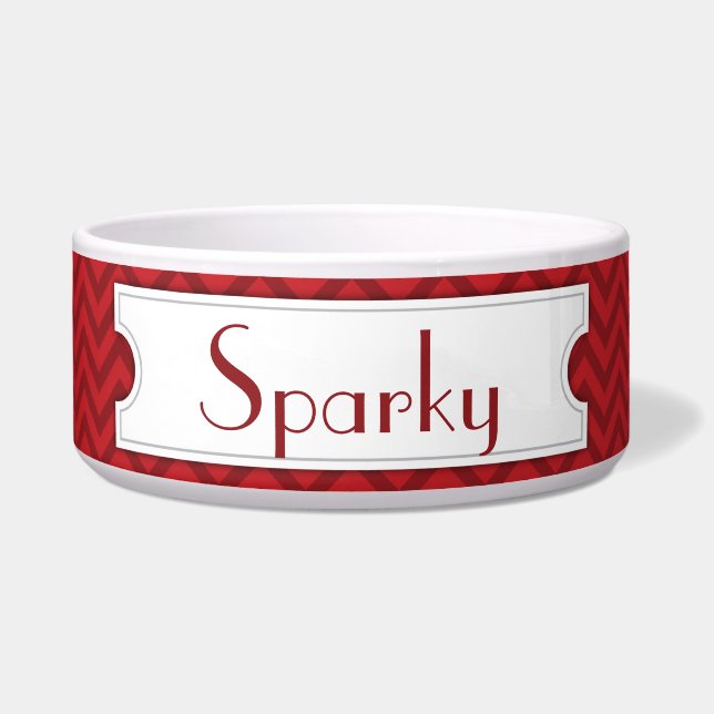 Cuenco personalizado Chevron rojo del mascota (Frente)
