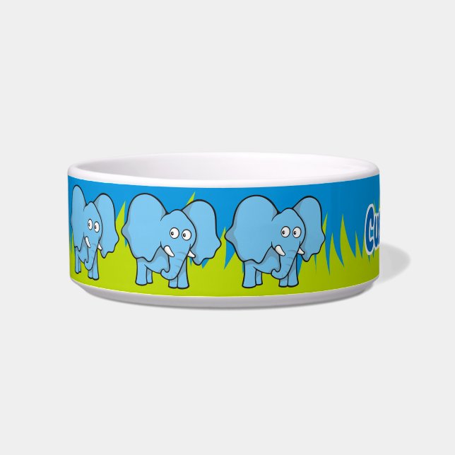Cuenco personalizado de elefantes azules (Izquierda)