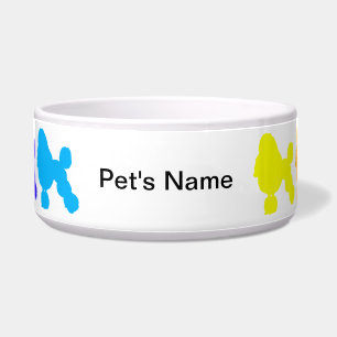 Cuenco personalizado del caniche del arco iris