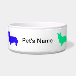 Cuenco personalizado del Corgi 2 del arco iris