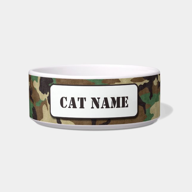 Cuenco personalizado del gato del camuflaje del (Frente)