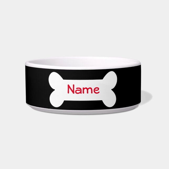 Cuenco personalizado negro del perro (Frente)