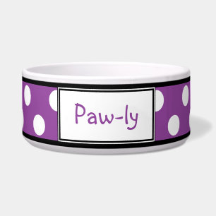 Cuenco personalizado púrpura del perro del lunar