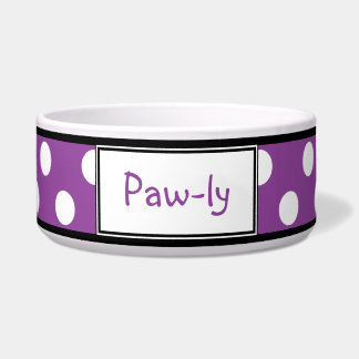 Cuenco personalizado púrpura del perro del lunar