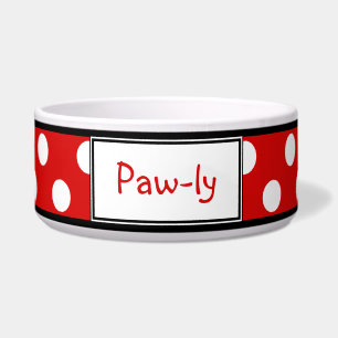 Cuenco personalizado rojo del perro del lunar