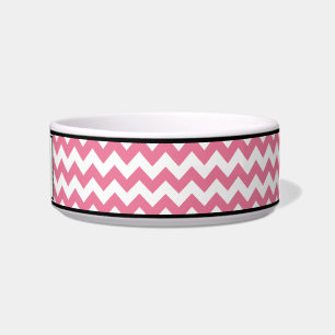 Cuenco personalizado rosa del gato de Chevron