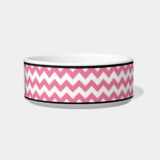 Cuenco personalizado rosa del gato de Chevron