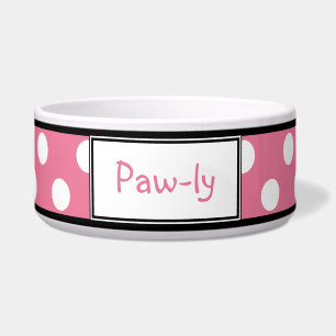 Cuenco personalizado rosa del perro del lunar