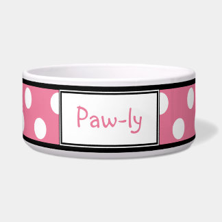 Cuenco personalizado rosa del perro del lunar