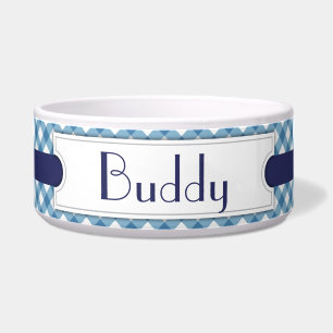 Cuenco personalizado tela escocesa diagonal azul