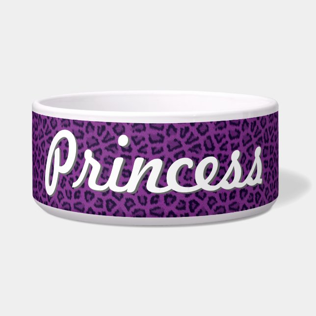 Cuenco púrpura del mascota del estampado leopardo (Frente)