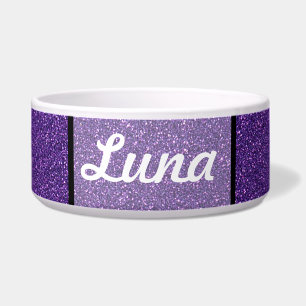 Cuenco púrpura y blanco del mascota de las motas