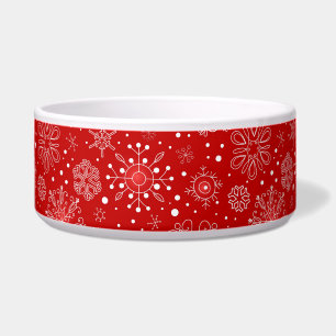 Cuenco rojo del mascota del navidad blanco de