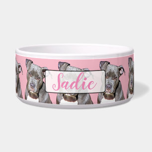 Cuenco rosado conocido personalizado del perro del