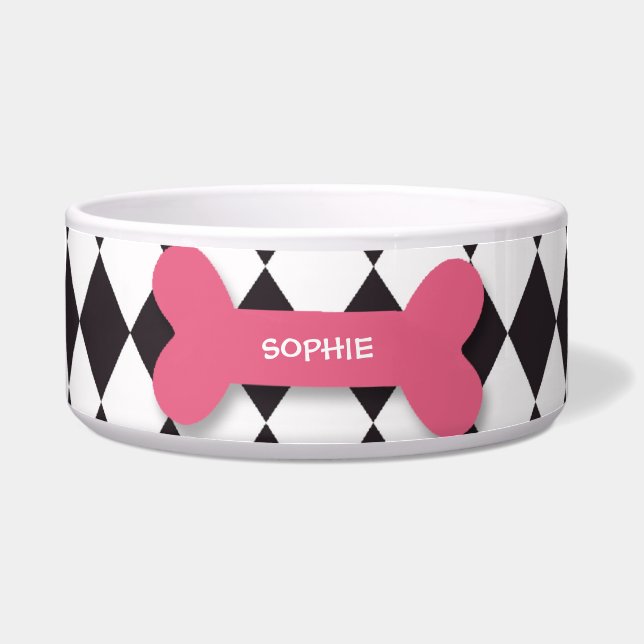 Cuenco rosado de moda personalizado del alimento (Frente)