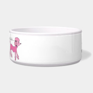 Cuenco rosado del mascota del caniche