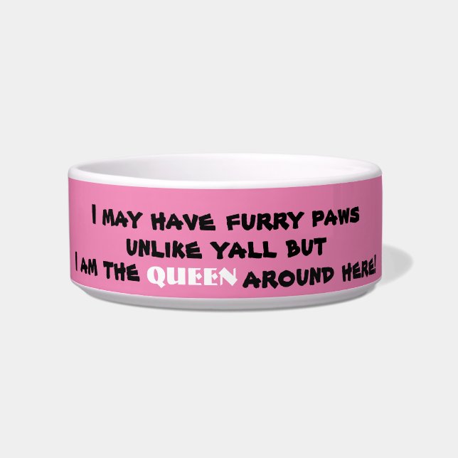 Cuenco rosado femenino del mascota de la reina (Frente)