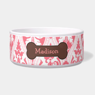 Cuenco rosado personalizado de la comida de perro