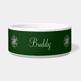 Cuenco verde y de plata del mascota de los copos