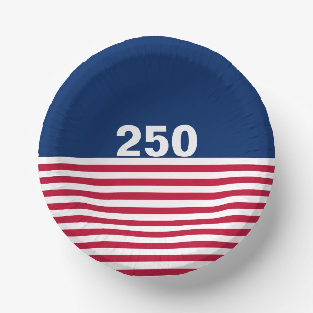 Cuencos De Papel 250 Red White and Blue USA Anniversary (Anverso)