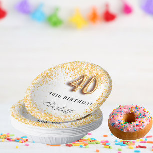 Cuencos De Papel 40.º nombre de purpurina de oro blanco