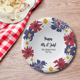 Cuencos De Papel 4 de julio, Fiesta de verano retro floral