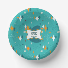 Cuencos De Papel 50.ª Fiesta de Cumpleaños Retro Mid Century Cualqu