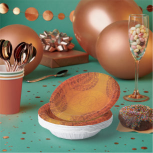 Cuencos De Papel Aceptación   Medallones del Boho amarillo Naranja 