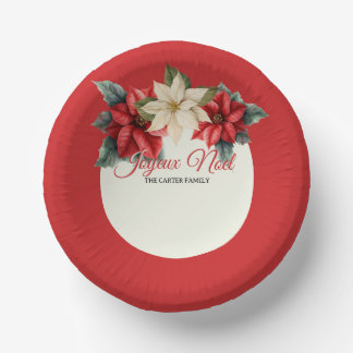 Cuencos De Papel Acuarela Floral Vintage Rojo Poinsettia Navidad
