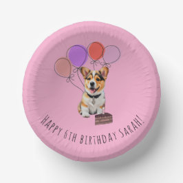 Cuencos De Papel Adorable Pink Corgi Birthday Customizable
