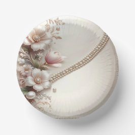 Cuencos De Papel Adornos florales y perlas
